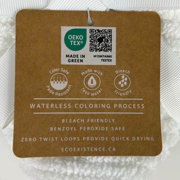 Ecoexistence 4 pc Bath Wash Cloths White Zero Twst Loops Cotton OEKO TEX NEW - Picture 3 of 9